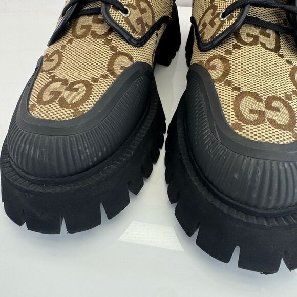 Gucci GG Canvas Printed Lace Up Combat Boots 8.5 main image 8